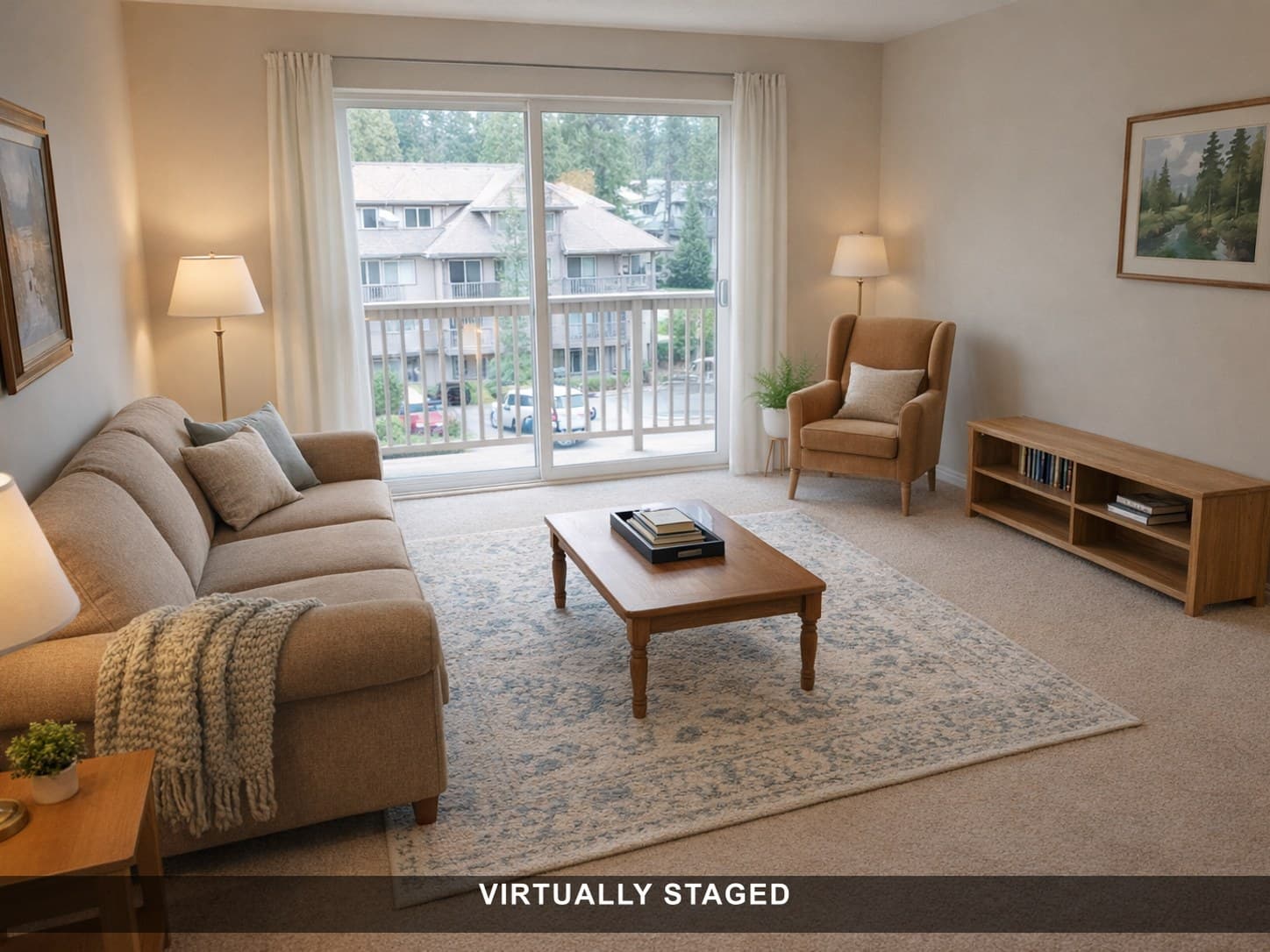 Occupied unit, cleared and re-staged after virtual staging