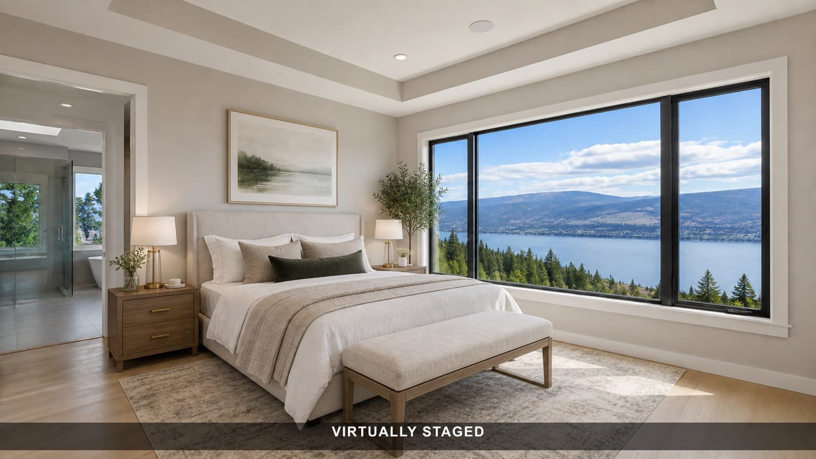 Empty bedroom after virtual staging
