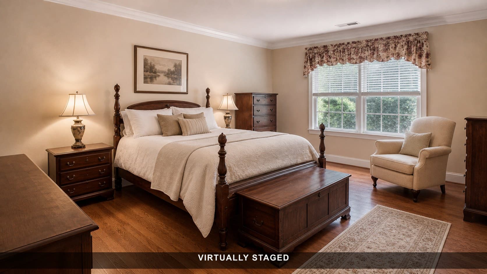 Furnished bedroom — re-staged after virtual staging